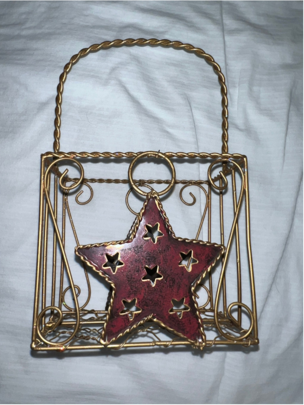 Vtg Celestial 90s Metal Star Lantern Basket